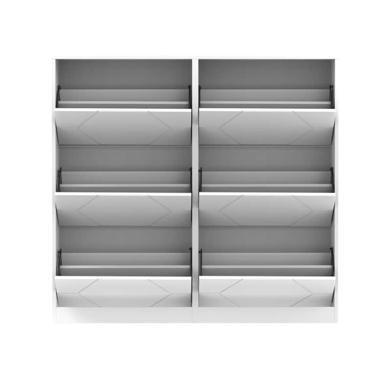 Shoe Storage Cabinet for Entryway, 6 Tiers Shoe Organizer with Carved Panels, Carving Shoe Closet,Vertical Shoe Cabinet