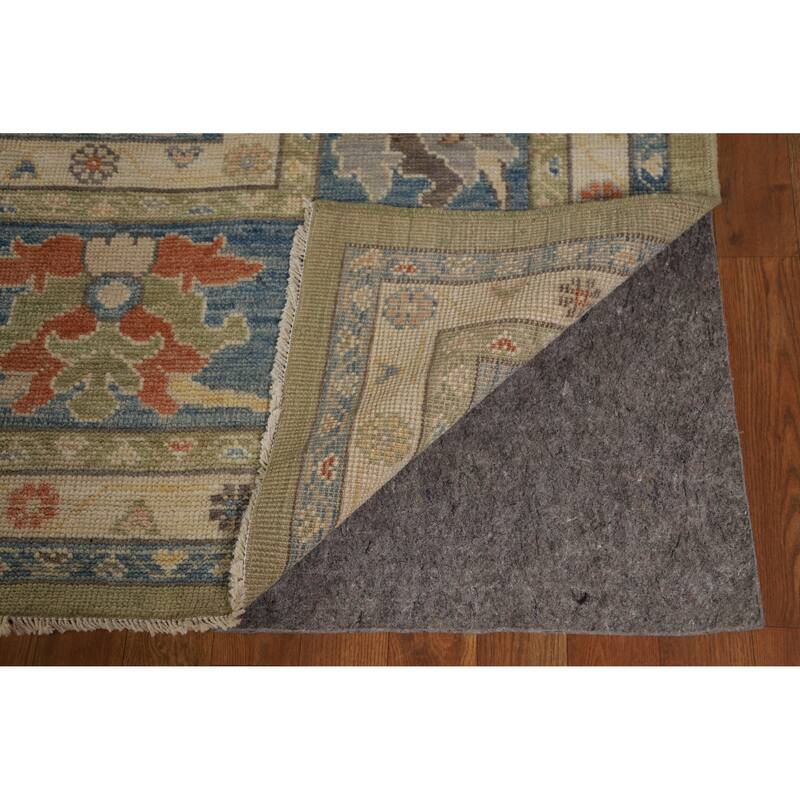 Hand Knotted Oriental 100% Wool Carpet Transitional All-Over Green Oushak Area Rug - 15' 1'' X 12' 2''