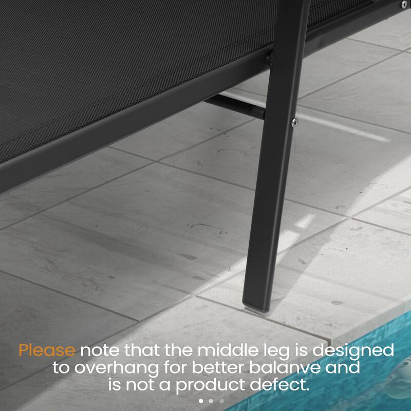 Outdoor Patio Adjustable Back Chaise Lounges Chairs with Arms(Set of 2 )