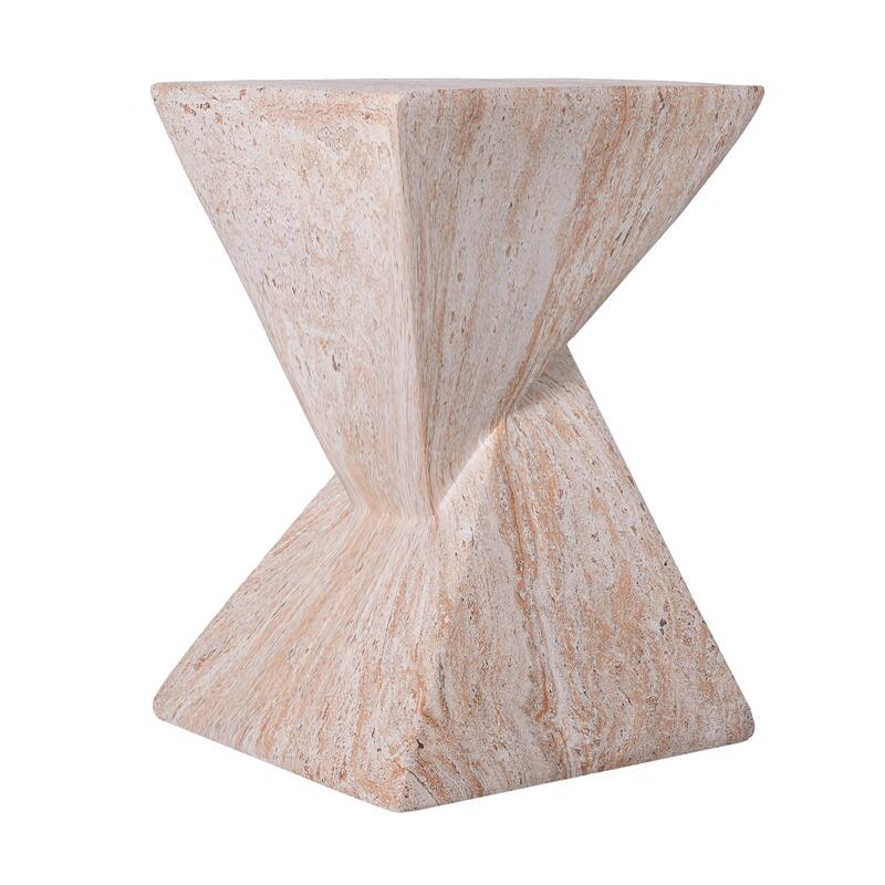Christopher Knight Home - Modern Indoor/Outdoor 18.5"H Geometric Faux Marble MgO Accent Side Table with Sculptural Fluted Design