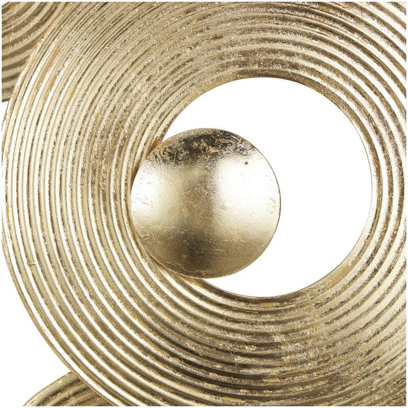 Gold Metal Stacked Circle Ring Geometric Home Wall Decor with Groove Texture