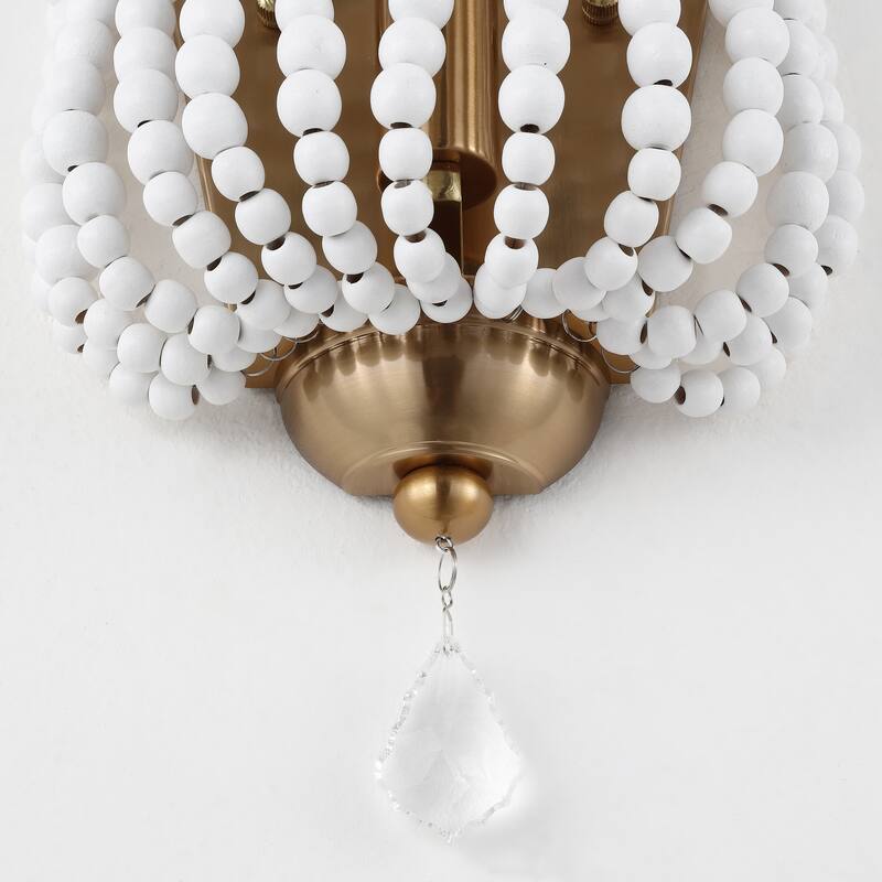 WINGBO Wood Beaded Wall Sconces,Bohemia Wall Lights for Bedroom - N/A