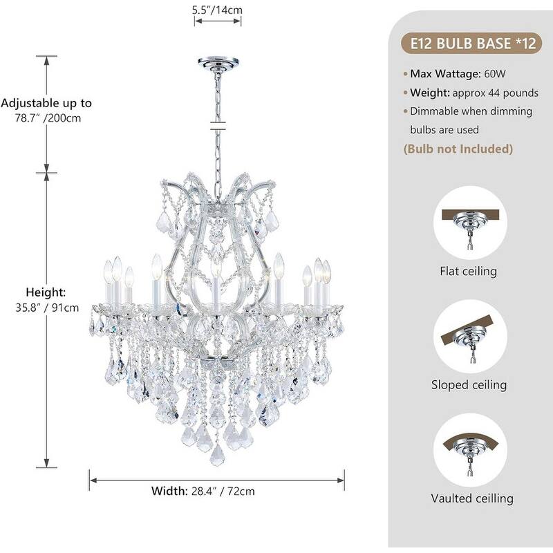 KAYLA Large Crystal Chandelier-24-Light Chandelier Light Fixture Modern Maria Theresa Crystal Chandeliers