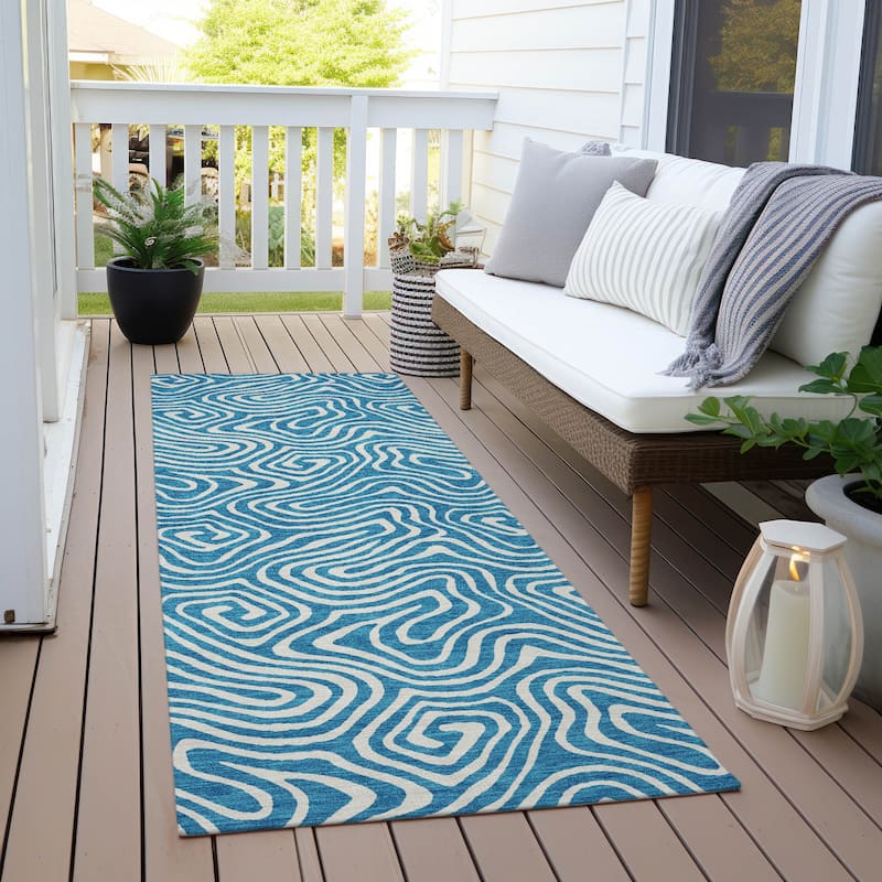 Machine Washable Indoor/ Outdoor Modern Trance Chantille Rug