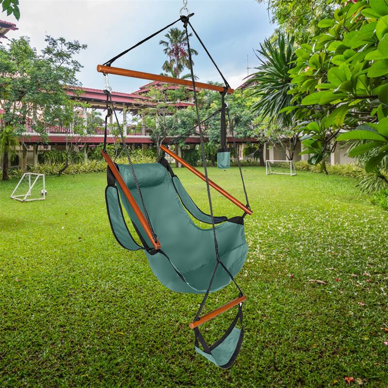 Hanging Chair Swing Oxford Cloth Wooden Stick Perforated for 220Lbs