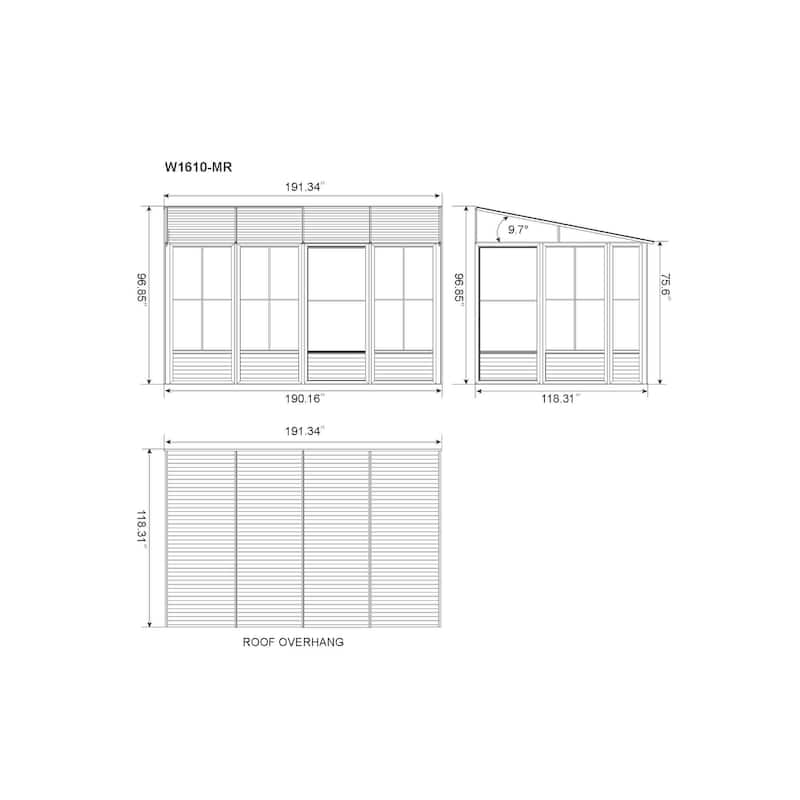 Florence - Wall Mounted Solarium 10x16 Metal Roof