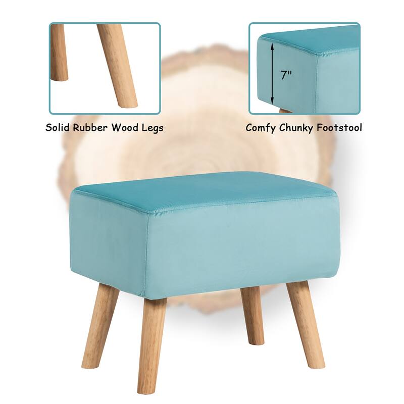 Costway Leisure Chair and Ottoman Thick Padded Velvet Tufted Sofa Set