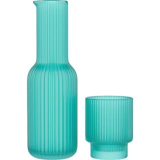 American Atelier Bedside Water Set Ribbed Carafe with Tumbler Glass - 30 oz.