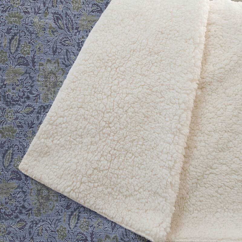 Premium Machine Washable Floral Sherpa Throw Blanket