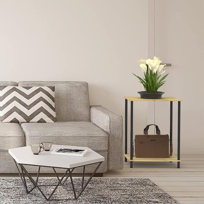 Small End Tables Living Room Set of 2 - Rectangular - Natural