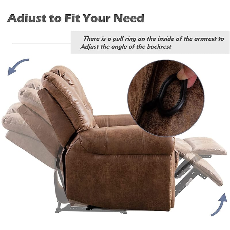 Classic and Traditional Manual Recliner Chair with Comfortable Arms and Back