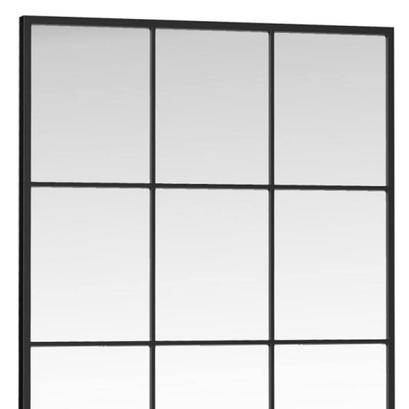 HomeRoots 69" Black Metal Windowpane Framed Full Length Mirror - 30.00 in. x 69.00 in. x 1.05 in.