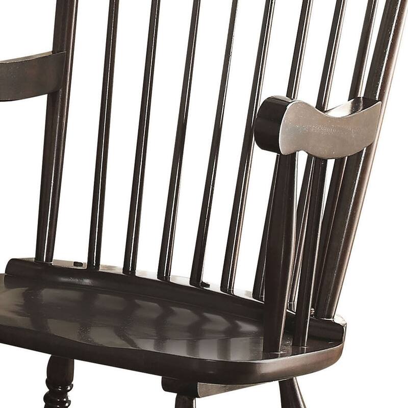 Black Spindle Back Rocking Chair Constructed of solid hardwood,Beautifully designed with wide seat and armrest
