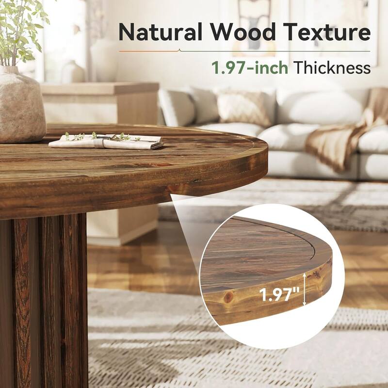 47" Solid Wood Dining Table, Farmhouse Round Kitchen Table