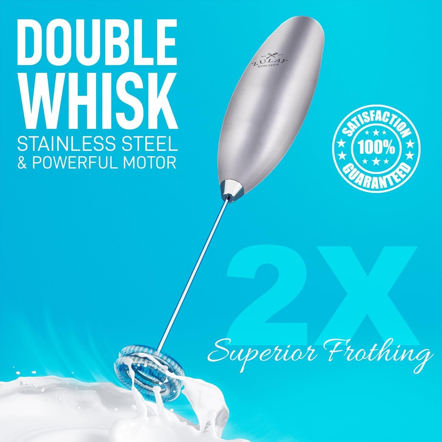 Zulay Double Whisk Milk Frother Handheld Mixer - Teal - Bed Bath & Beyond -  33867705