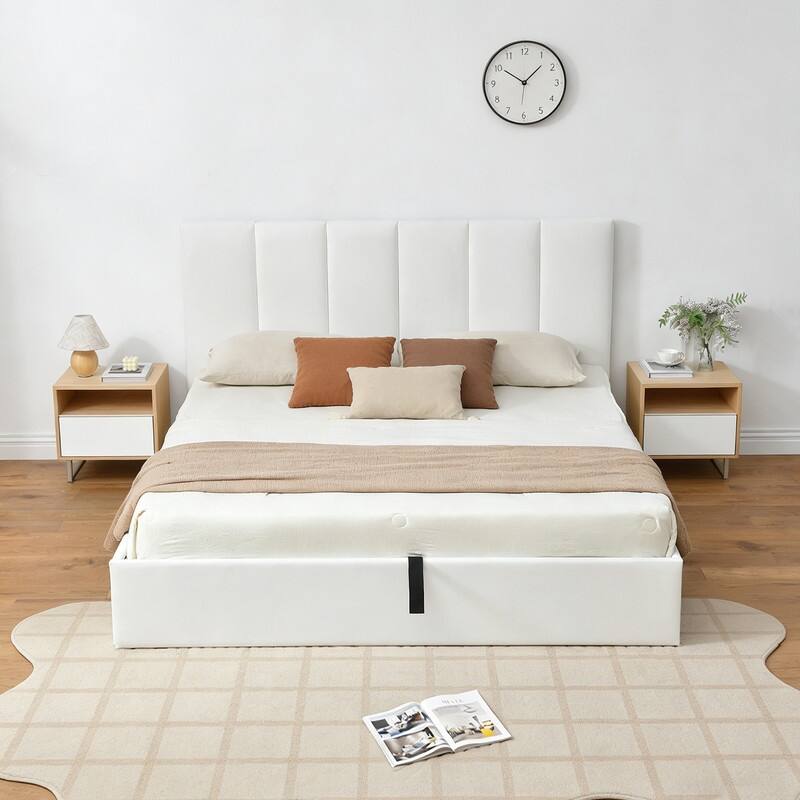 Full Size Lift-Up Storage Bed, White