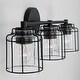 preview thumbnail 6 of 6, Harmon Matte Black Bath/ Vanity Fixture w/ Clear Seeded Glass & Metal Cage