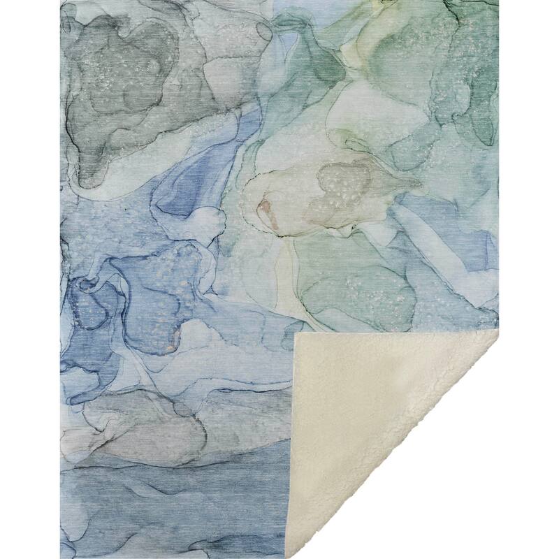 Premium Machine Washable Abstract Contemporary Sherpa Throw Blanket
