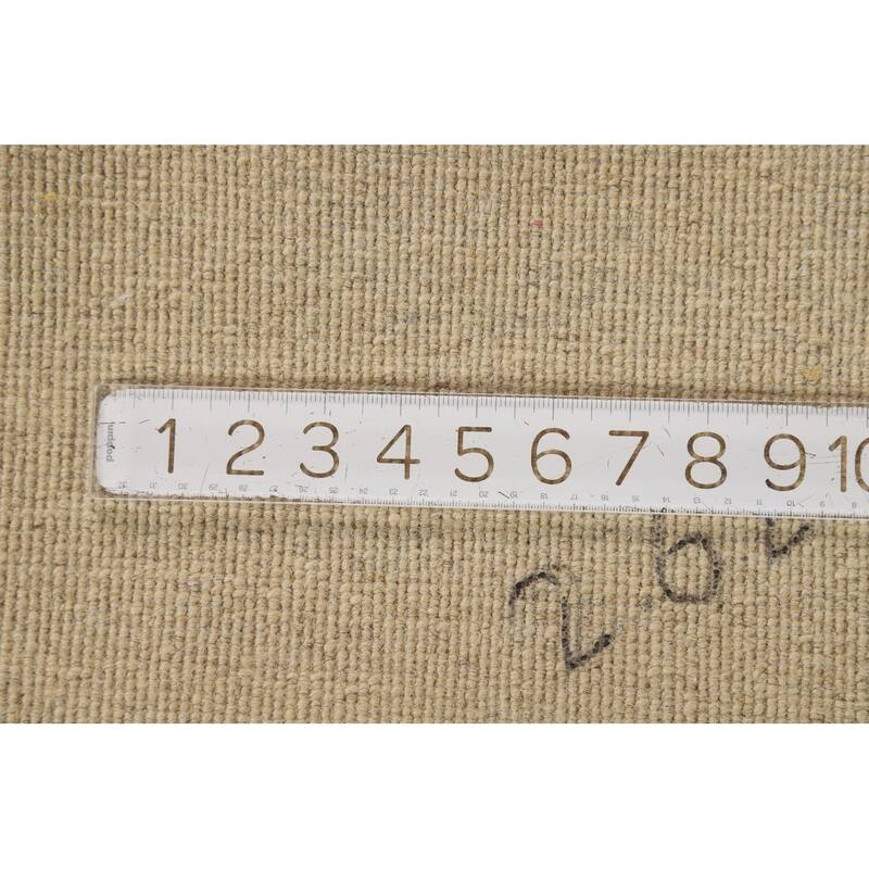 Gabbeh Modern Foyer Rug Hand-Knotted Beige Solid Wool Carpet - 2'10"x 4'0"