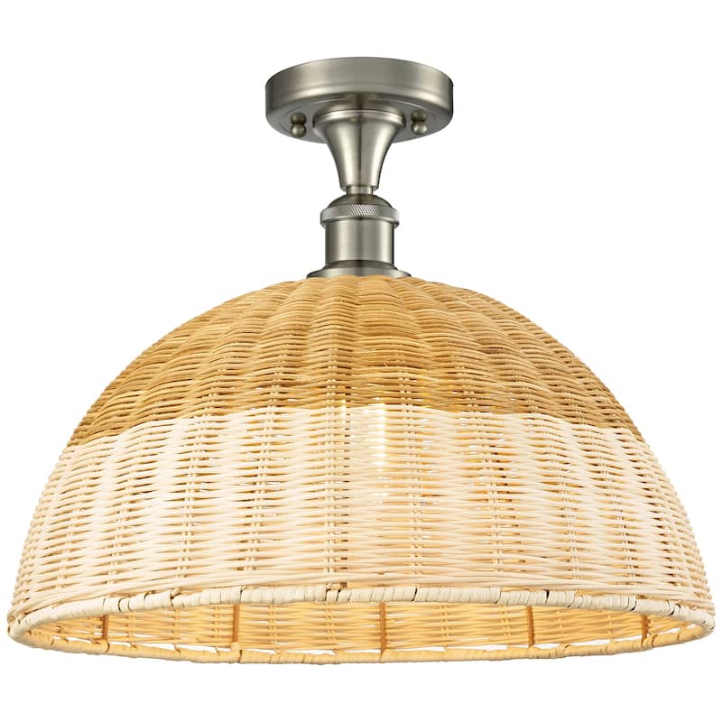 Innovations Lighting 516-1C-13-16 Bristol Natural II Semi-Flush - Brushed Satin Nickel / Natural
