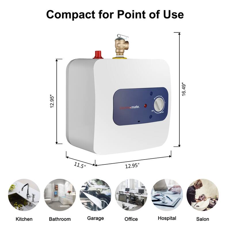 thermomate 1.32 Gallons 1.44kW Electric Mini Tank Water Heater for Point of Use Instant Hot Water