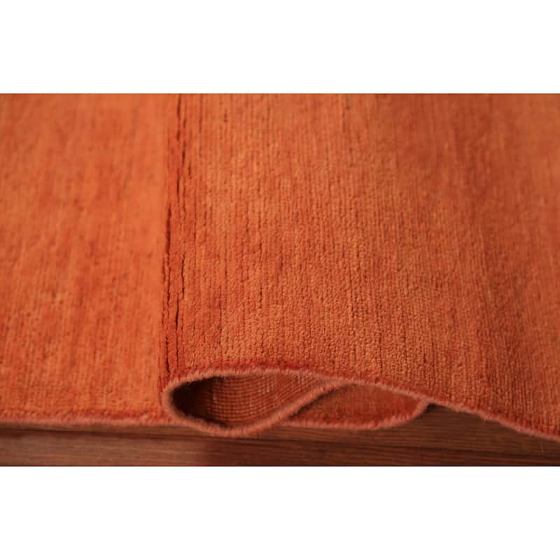 Orange Gabbeh Modern Rug Hand-Knotted Contemporary Wool Carpet - 3'10" x 5'10"