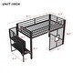preview thumbnail 4 of 7, Twin Size Metal Loft Bed Frame with Storage Staircase and Iron Mesh, Low Height Kids Teens Loft Bed