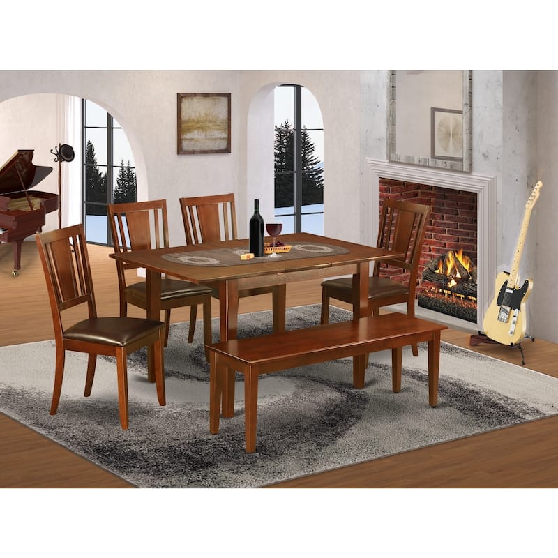 Dinette Set 6 Piece - Rectangular Dining Table with Chairs - Modern Kitchen Table Set for 4 - Elegant Home Furniture