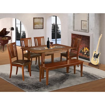 Dinette Set 6 Piece - Rectangular Dining Table with Chairs - Modern Kitchen Table Set for 4 - Elegant Home Furniture