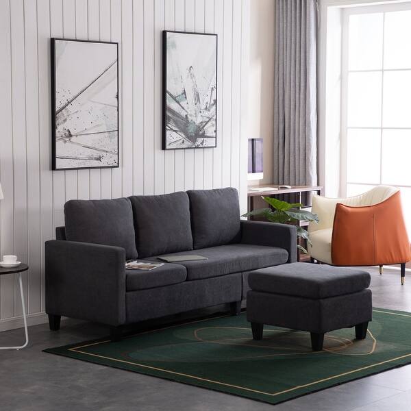 Shop Reversible Sectional Sofa Couch L Shape 3 Seat Sofa Couch For