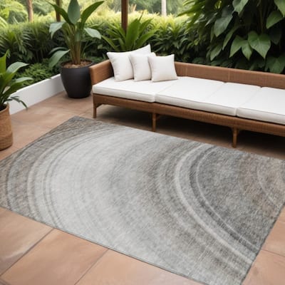 HomeRoots Abstract Transitional Rectangle Outdoor Rug