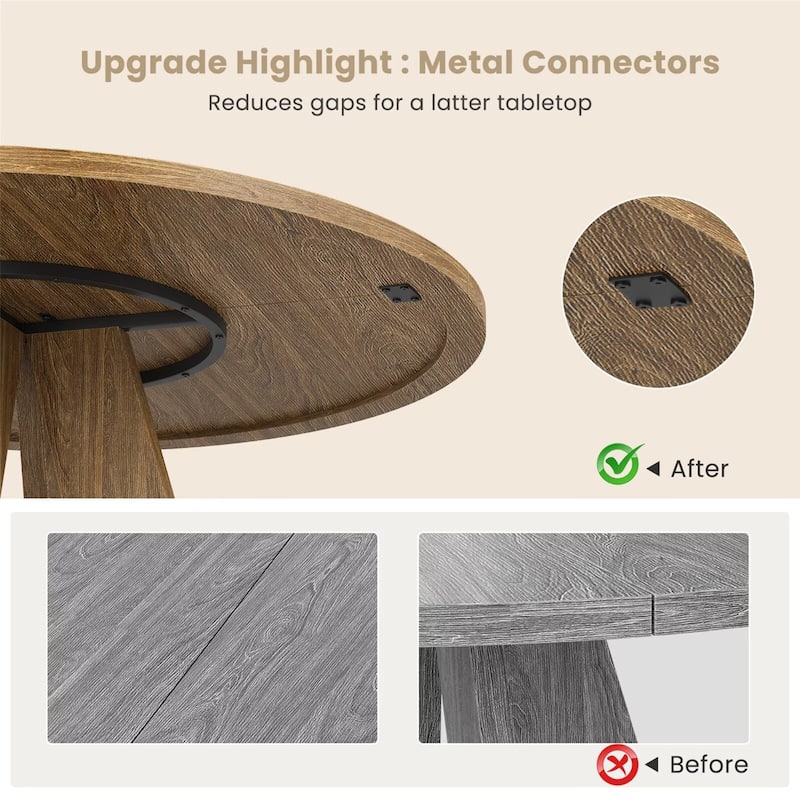 47" Large Round Dining Table with Sturdy Metal Base for 4-7 People