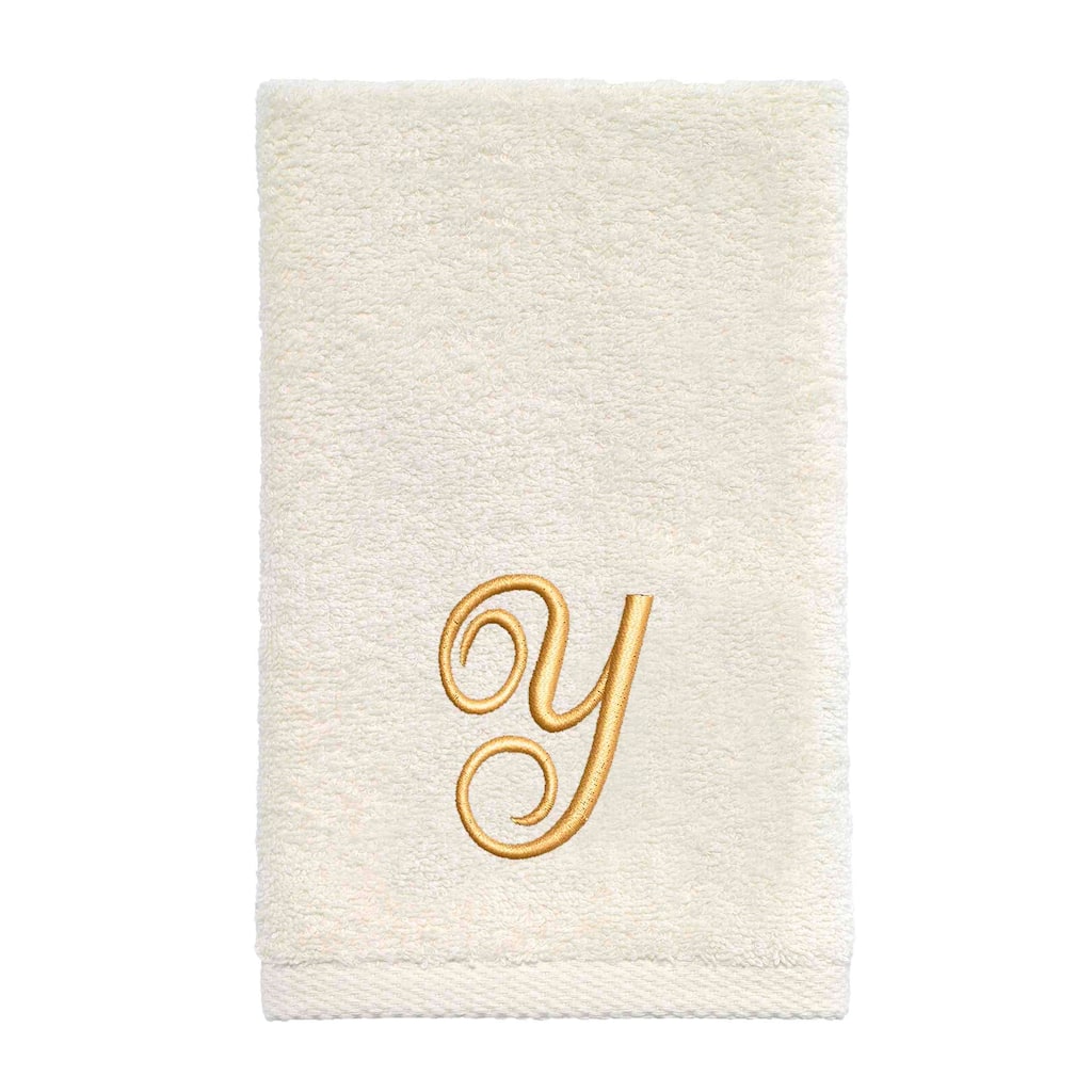 Avanti Linens Ivory/Gold Script Monogram Fingertip Towel Letter Y - Fingertip Towel