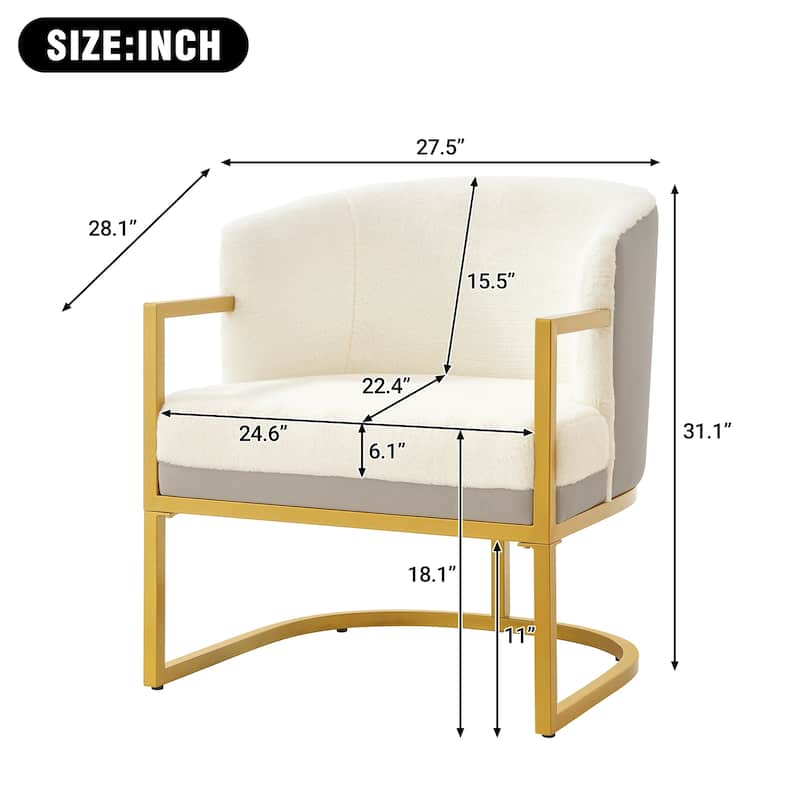 Modern Accent Chair Cozy Armchair Upholstered Reading Chair with Gold Metal Frame Living Room, Bedroom, or Office