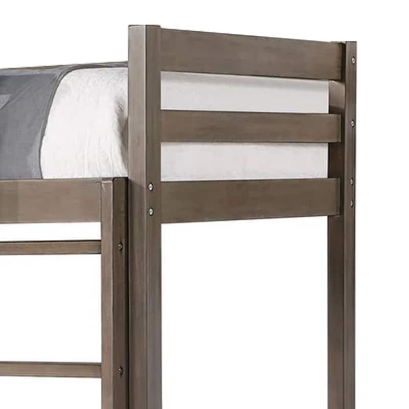 Cally Twin Loft Bed with Workstation Storage and Guardrails, Gray