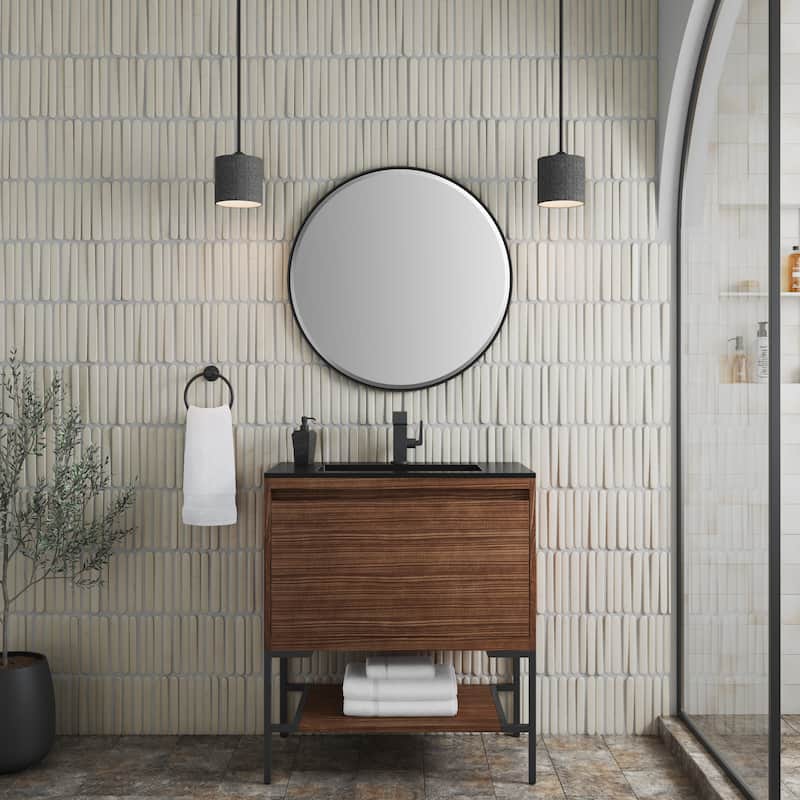 James Martin Vanities Mantova 31.5" Single Vanity Cabinet, Mid-Century Walnut