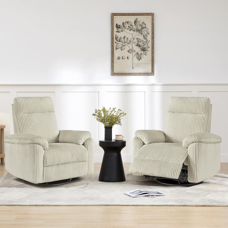 Spruce & Spring Manual Swivel Glider Recliner for Nursery - Cream