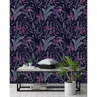 Dark Berries and Leaves Peel and Stick Wallpaper - Bed Bath & Beyond ...
