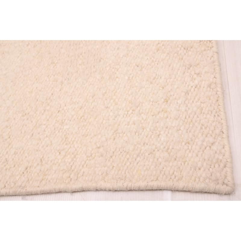 ECARPETGALLERY Hand Woven Looma Cream Wool Rug - 8'9 x 11'9