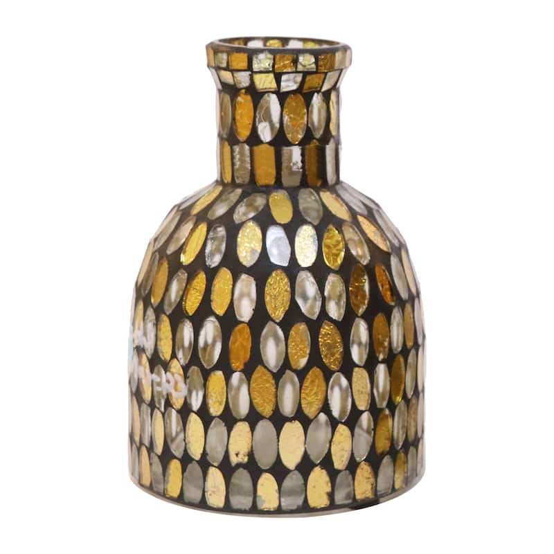 Sagebrook Home Glass Round Mosaic Vase - Mosaic Bronze/copper