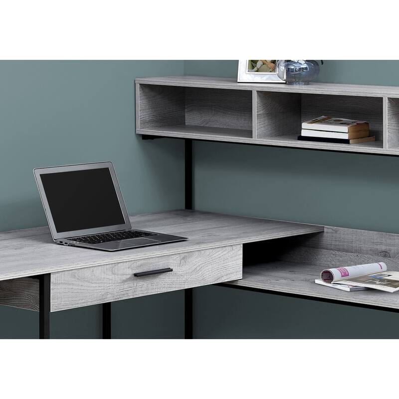 L-Shaped Computer Desk with Storage & Metal Base
