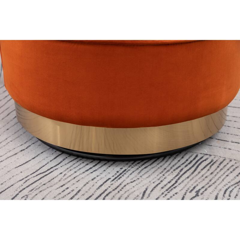 Orange Modern 22" Upholstered Velvet Accent Chair with Round Swivel Metal Base for Living Room