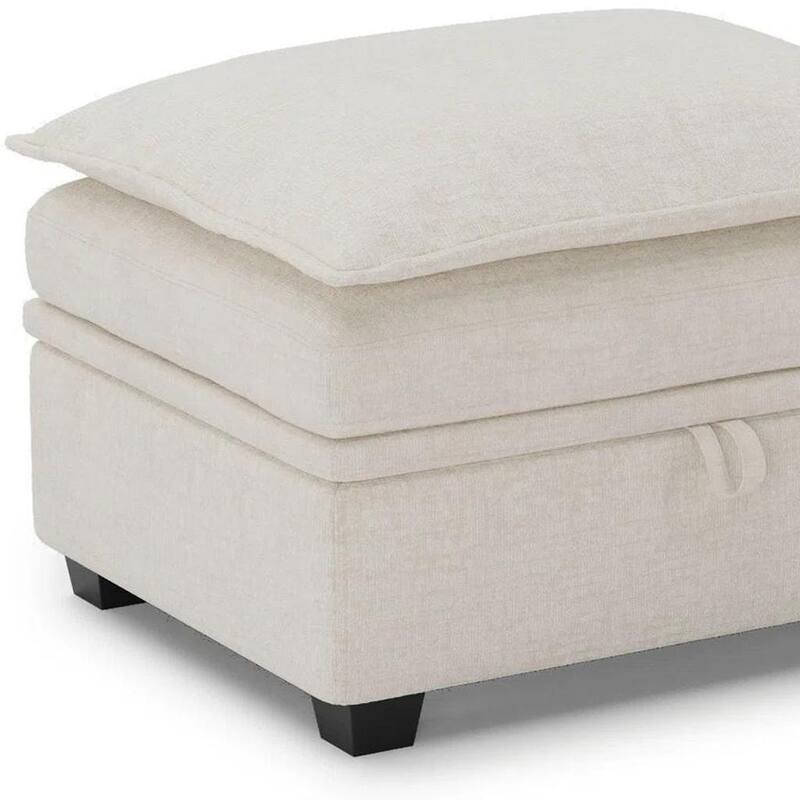 HomeRoots 30" Gray and Black Chenille Storage Ottoman