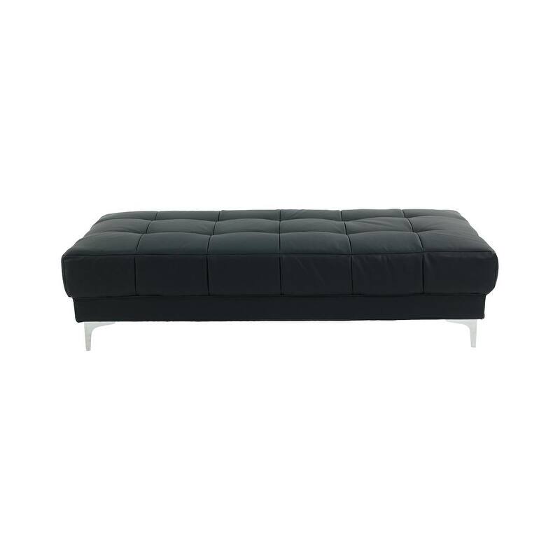 Black Bonded Leather Extra large Ottoman Metal Legs 1pc Ottoman