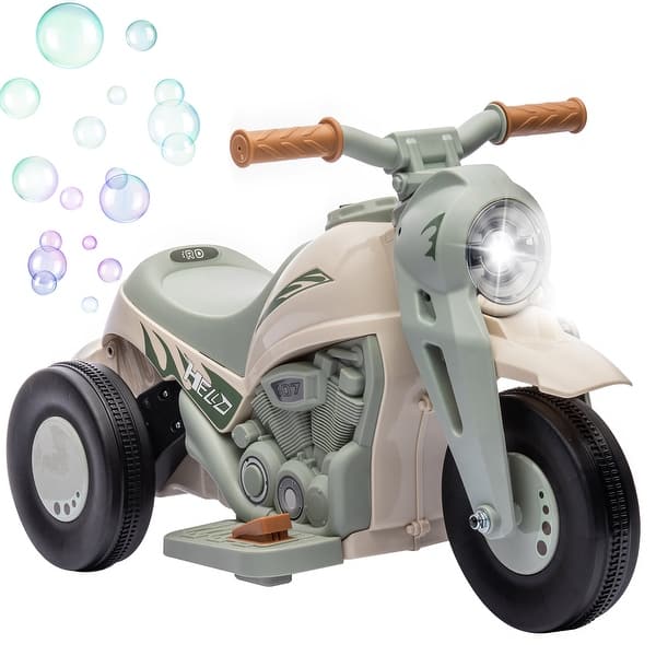 slide 2 of 9, Ride on Bubble Car, 6V Kids Motorcycle, 3 Wheeled 2 MPH Electric Motorbike for Toddler with LED Headlight, Music - Cream White Cream White