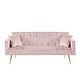 preview thumbnail 5 of 13, Versatile Convertible Folding Futon Sofa Bed, Features Adjustable Backrest and Stylish Gold Legs.