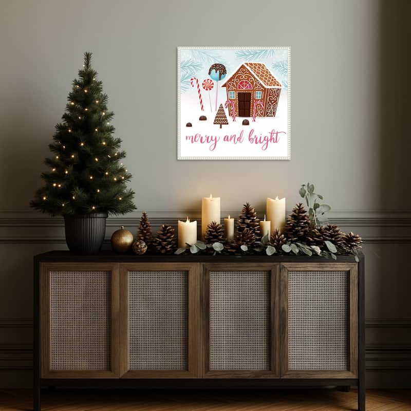 Sweet Holidays II by Victoria Borges (22 x 22 in.), Framed Canvas Wall Art Print - Sylvie Beaded White