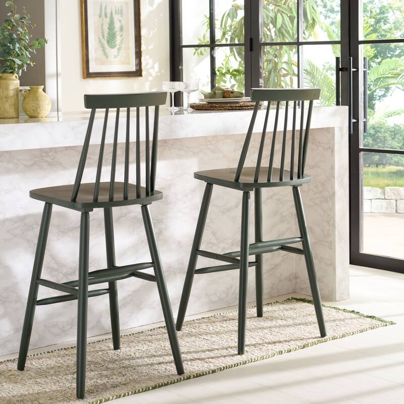 SAFAVIEH Zillah 24-inch Spindle Farmhouse Counter Stool (Set of 2) - 17.7" x 20.5" x 39.1" - 18"W x 21"D x 39"H