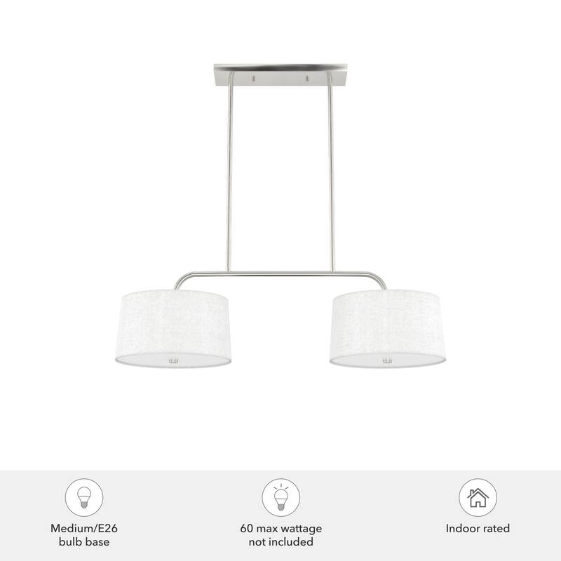 Hunter Cottage Hill Linear Chandelier - Dining Room, Kitchen Island - Modern, Transitional - Fabric Shades