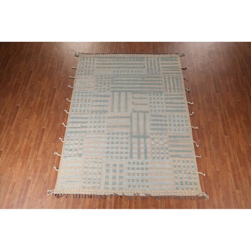 Earth Tone Moroccan Modern Area Rug Hand-Knotted Wool Carpet - 8'0"x 10'10"